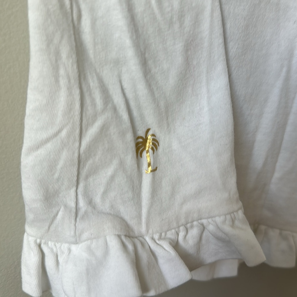 Girl’s Lilly Pulitzer White Casual Cotton Ruffle Hem Shirt S (4-5) - Picture 3 of 6